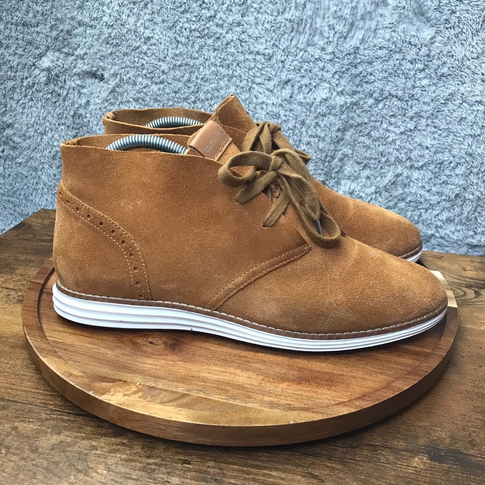 Cole Haan Grand.OS Chukka Lace-Up Shoes Womens 10B Tan Suede Leather Boots